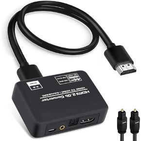 وصلة افيديو 4K @60 هرتز HDMI 2.0 b محول مقسم صوت النازع ، HDMI إلى HDMI + وصلة توزلينك البصرية SPDIF + صوت تناظري ستيريو 3.5 مم، إدخال HDMI للصوت لأجهزة بلاي ستيشن 5، إكس بوكس ، ألياف بصرية متضمنة