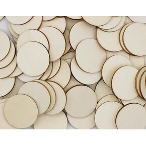 Creative Hobbies Round Unfinished 1.5" Wood Cutout Circles Chips for Arts & Crafts Projects, DIY Crafts, Ornaments (100 Pieces)