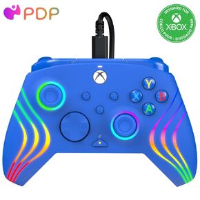 وحدة تحكم LED سلكية PDP Afterglow Wave لأجهزة Xbox Series X|S/Xbox One/PC، مصابيح RGB، قابلة للتخصيص/دعم التطبيقات - أبيض