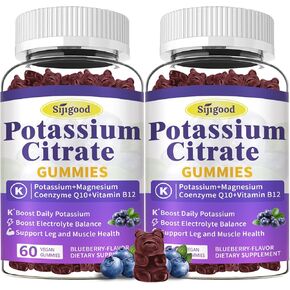 2 Pack Potassium Citrate Gummies 2000mg – Potassium Supplement for Muscle Health, Leg Cramp Relief & Electrolyte Balance, Vegan, Non-GMO, Gluten-Free, Orange Flavor, 120 Count in Kuwait