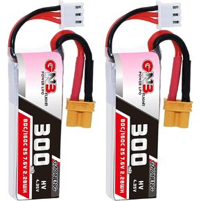 بطارية ليبو جي ان بي 450mAh 2S 7.6 فولت 80C HV مع قابس XT30 لطائرة درون سباق دوينكر موسكيتو ميكو FPV كوادكوبتر سباق من قطعتين