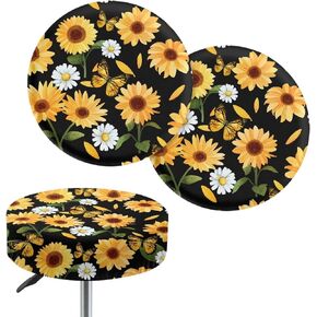 Christmas Snowman Bar Stool Covers Round, Elastic Stool Cushion Cover Stool Slipcover Soft Bar Chair Covers Non Slip Stool Seat Covers Vanity Stool Cover, Easy to Clean