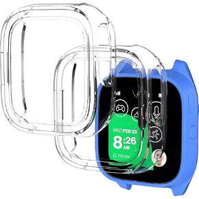 Kuaguozhe [عبوة من قطعتين متوافقة مع واقي الشاشة Gizmo Watch 2، زجاج مقسى، شفاف + وردي