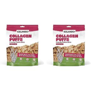 Icelandic+ Collagen Puffs: Baked Beef Collagen with Lamb Marrow 2.5oz - Treats for Med-Lg Dogs, Crunchy Protein Bites