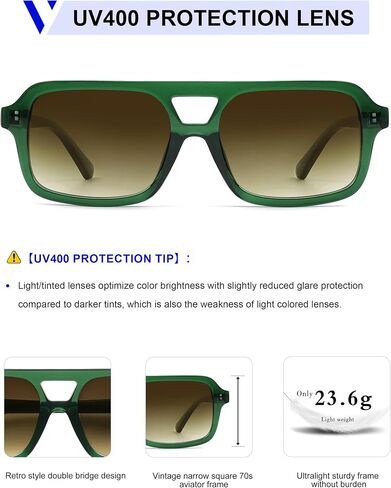 VANLINKER Retro 70s Square Aviator Sunglasses for Women Men Vintage Trendy Rectangle Sun Glasses VL9816 in Kuwait