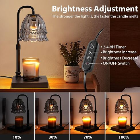 Candle Warmer Lamp with Timer &Dimmer, Adjustable Height Candle Wax Warmer Warming Lamp with 2x50W Bulbs for Scented Candles for Housewarming Bedroom Home Decor Mom Women Christmas Gift in Kuwait