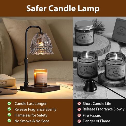 Candle Warmer Lamp with Timer &Dimmer, Adjustable Height Candle Wax Warmer Warming Lamp with 2x50W Bulbs for Scented Candles for Housewarming Bedroom Home Decor Mom Women Christmas Gift in Kuwait