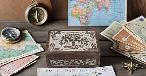 Great Birthday Gift Handmade Decorative Wooden Jewelry Box Tree Of Life Carving Jewelry Organizer Keepsake Box Treasure Chest Trinket Holder Watch Box Storage Lock Box Housewarming Gift (Brown) in Kuwait