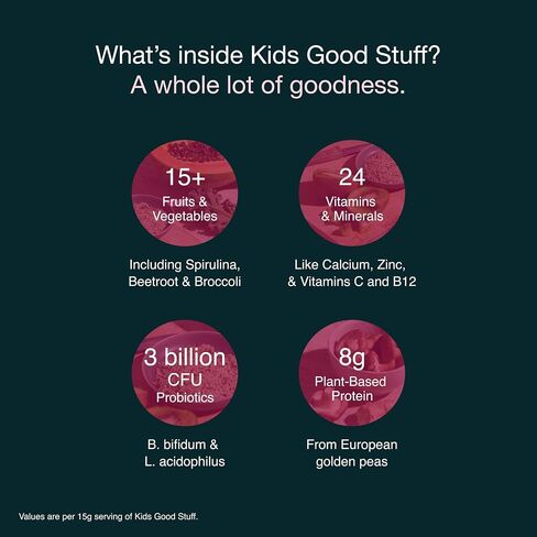 Nuzest - Kids Good Stuff - Vegan Smoothie Mix - Rich Chocolate - Multivitamin Nutritional Supplement Protein Shake - Dairy Free - Supporting Growth and Development - 225g/ 7.9 oz (15 Servings) in Saudi Arabia