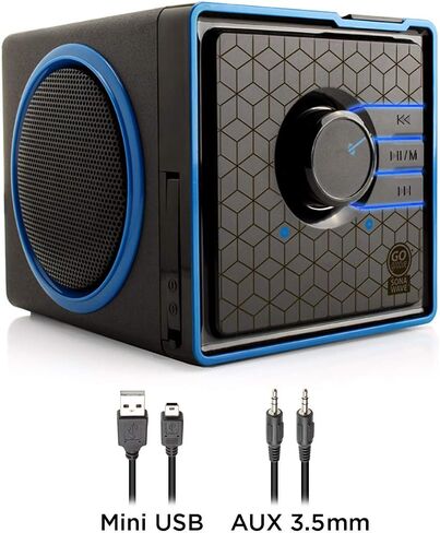 مكبر صوت بلوتوث لاسلكي محمول GOgroove BlueSYNC BX - مكبر صوت مدمج قابل لإعادة الشحن مع مدخلات NFC وAUX وUSB وميكروفون وأدوات التحكم في التشغيل لوسائط الفلاش، بطارية 4-6 ساعات (لاسلكي، فضي) in Kuwait
