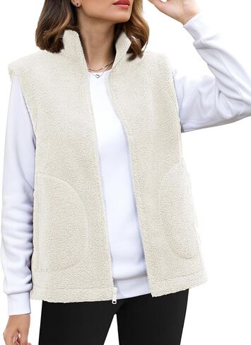 YUCOLEN Womens Polar Fleece Vest Outerwear with 4 Pockets Soft Lightweight Sleeveless Coat for Women with Full Zipper in Kuwait