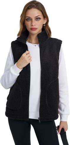 YUCOLEN Womens Polar Fleece Vest Outerwear with 4 Pockets Soft Lightweight Sleeveless Coat for Women with Full Zipper in Kuwait