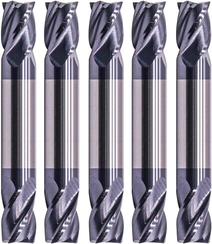 BestParts 5 قطع من مطاحن نهاية الكربيد الصلبة عالية الأداء - طرف مزدوج - مطلي بـ AlTiN، 4 فلوت، حلزون 35 درجة، قطر القطع 1/16 بوصة، قطر الساق 1/8 بوصة، طول القطع 1/8 بوصة، الطول الإجمالي 2 بوصة in Kuwait