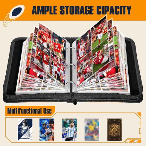 Baseball Trading Card Binder 4 Pocket Gifts for Boys Girls, Waterproof 400 Pockets Card Holder Album with 50 Removable Sleeves for Baseball Cards - Binder Display Storage Carrying Case in Kuwait