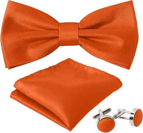 Men's Bow Tie Set Solid Color Pre-tied Bow Tie and Pocket Square Cufflink Set with Gift Box in Kuwait