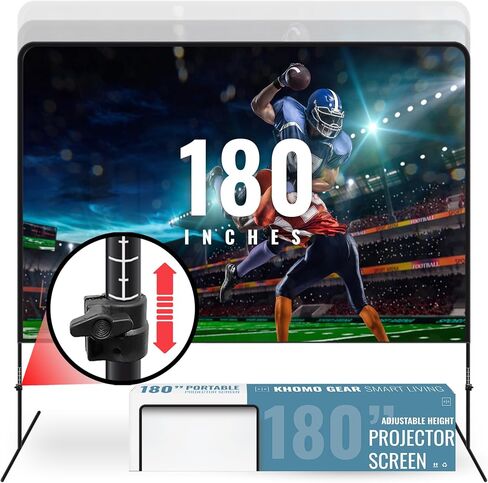 Adjustable Height Projector Screen - 180 Inch Indoor & Outdoor Projector Screen with Carry Bag for Office and Home Theater Portable Projection Screen in Saudi Arabia