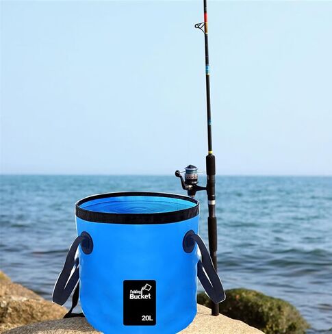 MIZORLIE Collapsible Buckets, Camping Water Storage Container 5 Gallon(20L) Portable Folding Bucket Wash Basin for Travelling Camping Hiking Fishing Boating Gardening (Orange/1Pack) in Kuwait