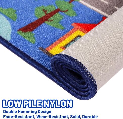 Kids Carpet Playmat Rug 59"x39.4", Car Rug for Kids Cars, Non-Slip Town City Road Map Kids Rug for Playroom Bedroom Boys, Kids Car Mat Road Rug, Track Rug Car Play Rug for Kids (59X39.4Inch,Green) in Kuwait