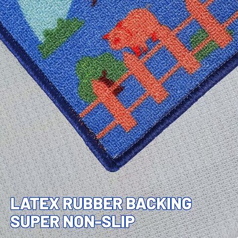 Kids Carpet Playmat Rug 59"x39.4", Car Rug for Kids Cars, Non-Slip Town City Road Map Kids Rug for Playroom Bedroom Boys, Kids Car Mat Road Rug, Track Rug Car Play Rug for Kids (59X39.4Inch,Green) in Kuwait