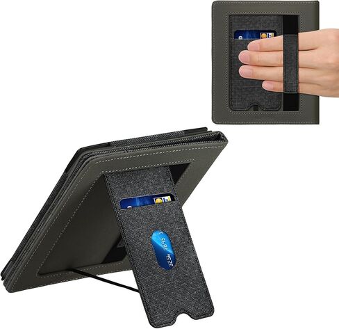 غطاء kwmobile متوافق مع غطاء Onyx Boox Leaf 2 - حافظة من الجلد الصناعي/الجلد السويدي مع حامل - أزرق داكن/رمادي داكن in Kuwait
