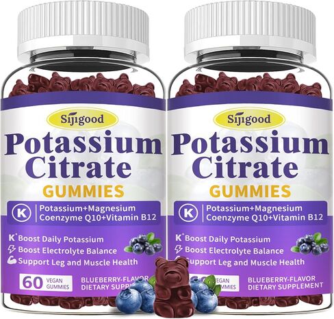 2 Pack Potassium Citrate Gummies 2000mg – Potassium Supplement for Muscle Health, Leg Cramp Relief & Electrolyte Balance, Vegan, Non-GMO, Gluten-Free, Orange Flavor, 120 Count in Kuwait
