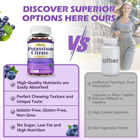 2 Pack Potassium Citrate Gummies 2000mg – Potassium Supplement for Muscle Health, Leg Cramp Relief & Electrolyte Balance, Vegan, Non-GMO, Gluten-Free, Orange Flavor, 120 Count in Kuwait