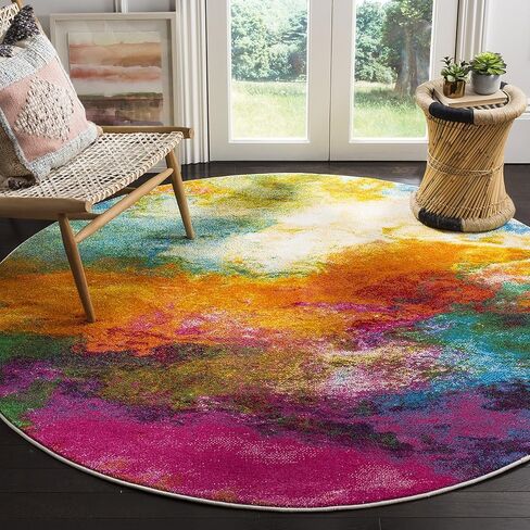 SAFAVIEH Watercolor Collection Runner Rug - 2'3" x 6', Orange & Green, Colorful Boho Abstract Design, Non-Shedding & Easy Care, Ideal for High Traffic Areas in Living Room, Bedroom (WTC619D) in Saudi Arabia