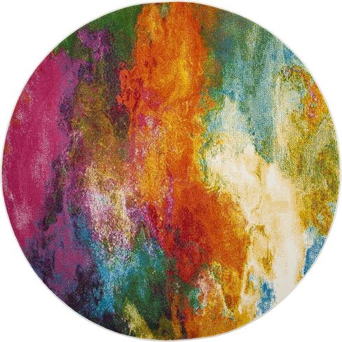 SAFAVIEH Watercolor Collection Runner Rug - 2'3" x 6', Orange & Green, Colorful Boho Abstract Design, Non-Shedding & Easy Care, Ideal for High Traffic Areas in Living Room, Bedroom (WTC619D) in Saudi Arabia
