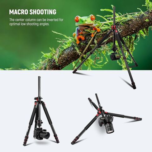 NEEWER 73.6" Horizontal Tripod with Multi Angle Center Column, Ball Head & Central Axis Platform, Heavy Duty Aluminum Camera Tripod Monopod 360° Pan 180° Tilt for Overhead/Macro Shots, Max Load 22lb in Kuwait