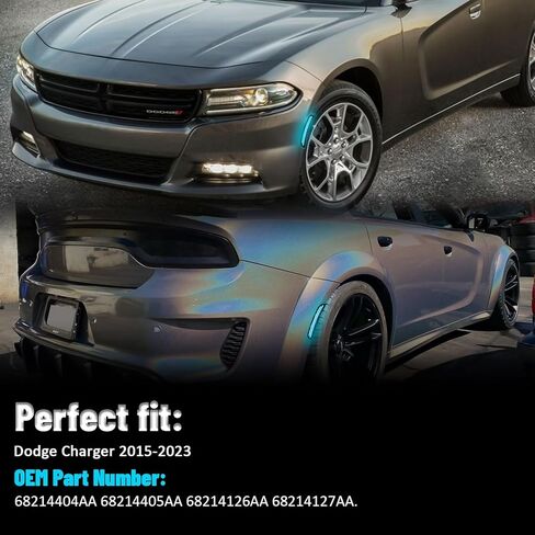 Bestview LED Side Marker Lights for Dodge Charger 2015-2023, Smoked Lens Front&Rear Bumper Turn Signal Lamp Assembly Kit accessories,Pack of 4(Pink Purple) in Kuwait