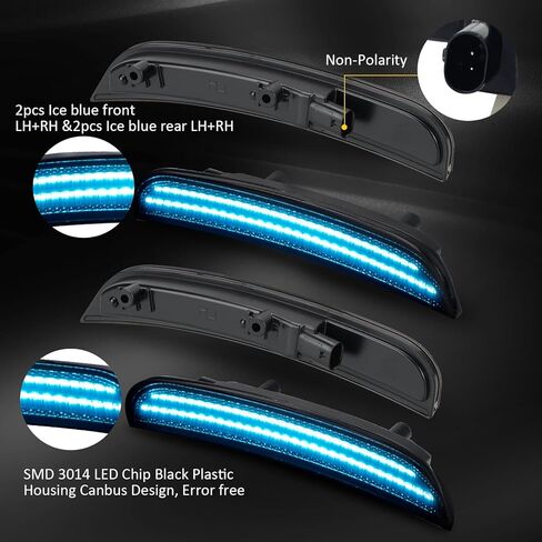 Bestview LED Side Marker Lights for Dodge Charger 2015-2023, Smoked Lens Front&Rear Bumper Turn Signal Lamp Assembly Kit accessories,Pack of 4(Pink Purple) in Kuwait