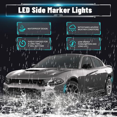 Bestview LED Side Marker Lights for Dodge Charger 2015-2023, Smoked Lens Front&Rear Bumper Turn Signal Lamp Assembly Kit accessories,Pack of 4(Pink Purple) in Kuwait