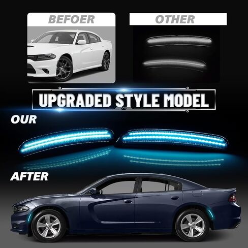 Bestview LED Side Marker Lights for Dodge Charger 2015-2023, Smoked Lens Front&Rear Bumper Turn Signal Lamp Assembly Kit accessories,Pack of 4(Pink Purple) in Kuwait