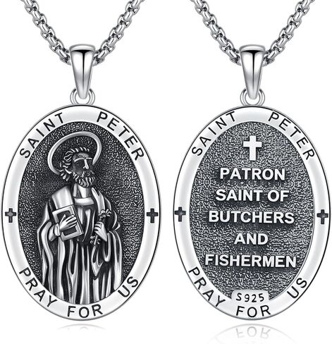 Saint Florian FireFighter Necklace 925 Sterling Silver Religion Patron Saint Florian Medal Amulet Protection Jewelry for Men Dad with Jewelry Box in Saudi Arabia