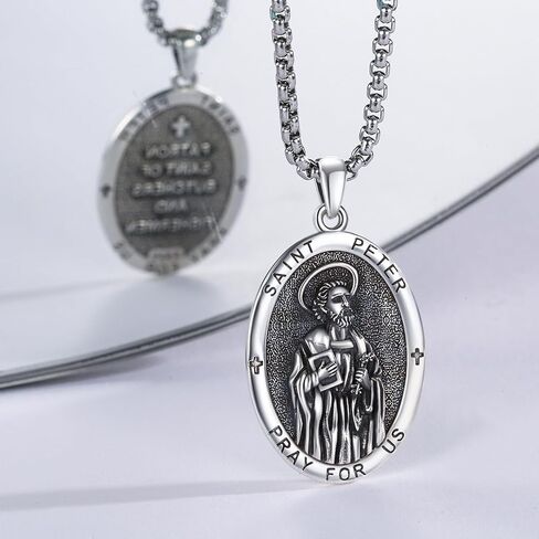 Saint Florian FireFighter Necklace 925 Sterling Silver Religion Patron Saint Florian Medal Amulet Protection Jewelry for Men Dad with Jewelry Box in Saudi Arabia