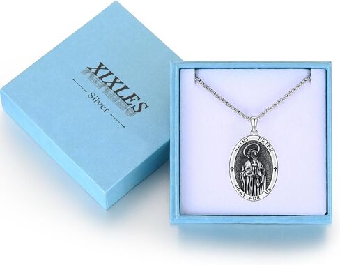 Saint Florian FireFighter Necklace 925 Sterling Silver Religion Patron Saint Florian Medal Amulet Protection Jewelry for Men Dad with Jewelry Box in Saudi Arabia