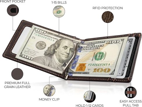 Kingly Trace Wallet | Smart Airtag Wallet Men | Full Grain Leather Mens Wallet with Airtag Holder | Air Tag Wallet RFID Blocking | Money Clip Wallets for men w/pull tab | Minimalist Trackable Wallet in Saudi Arabia