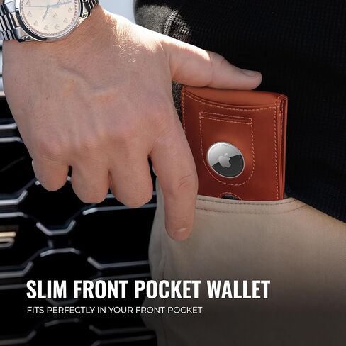 Kingly Trace Wallet | Smart Airtag Wallet Men | Full Grain Leather Mens Wallet with Airtag Holder | Air Tag Wallet RFID Blocking | Money Clip Wallets for men w/pull tab | Minimalist Trackable Wallet in Saudi Arabia