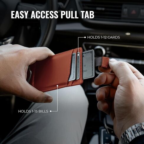 Kingly Trace Wallet | Smart Airtag Wallet Men | Full Grain Leather Mens Wallet with Airtag Holder | Air Tag Wallet RFID Blocking | Money Clip Wallets for men w/pull tab | Minimalist Trackable Wallet in Saudi Arabia