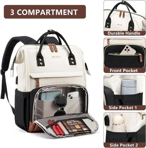 Backpack for Women Work Bags: 15.6 inch Laptop Backpack Purse Waterproof Backpacks with USB Charger College Bookbag Casual Business Computer Backpack for Travel Nurse Teacher in Kuwait