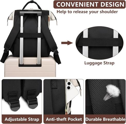 Backpack for Women Work Bags: 15.6 inch Laptop Backpack Purse Waterproof Backpacks with USB Charger College Bookbag Casual Business Computer Backpack for Travel Nurse Teacher in Kuwait