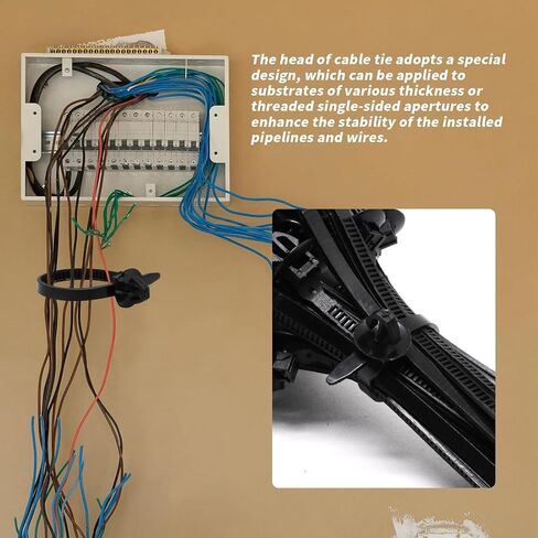 Push Mount Zip Ties 50Pcs, Heavy Duty Black Wire Zips Tie Mounts, 2 in 1 Nylon Self Locking Push Mount Cable Zip Tie for Engine Bay Wire Harness, Indoor Wires Tying (8.3"x0.2") in Kuwait