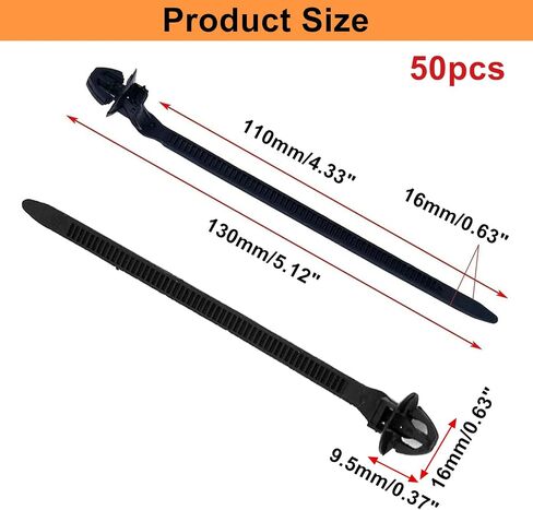 Push Mount Zip Ties 50Pcs, Heavy Duty Black Wire Zips Tie Mounts, 2 in 1 Nylon Self Locking Push Mount Cable Zip Tie for Engine Bay Wire Harness, Indoor Wires Tying (8.3"x0.2") in Kuwait