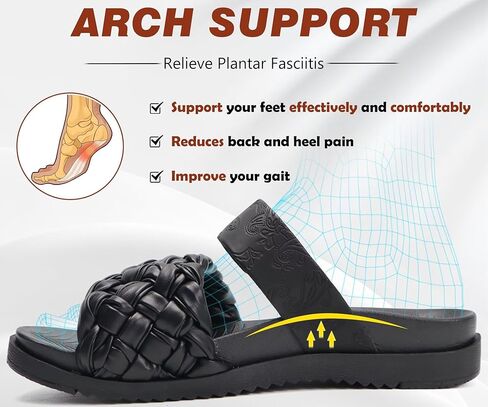 KuaiLu Womens Dressy Flat Sandals Comfortable Fashion Leather Braided Strap Summer Adjustable Open Toe Cushion Orthotic ladies Lightweight Sandals with Plantar Fasciitis Arch Support in Kuwait