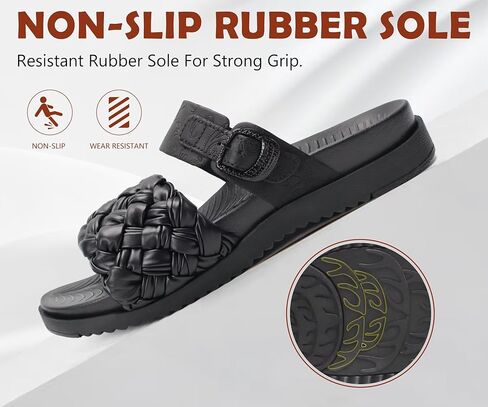 KuaiLu Womens Dressy Flat Sandals Comfortable Fashion Leather Braided Strap Summer Adjustable Open Toe Cushion Orthotic ladies Lightweight Sandals with Plantar Fasciitis Arch Support in Kuwait