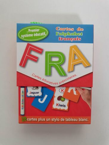Erasable English Alphabet flashcards. - Write and Wipe Laminated ABCD Letter Tracing Practice Card for Kindergarten (26 Flashcards with Marker) (English Version) in Kuwait