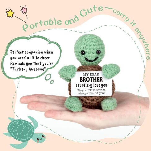 Mini Funny Turtle Sister Gifts from Sister Brother, Soul Sister Friend Gifts for Women Girls, Small Birthday Christmas Sister Gifts Presents, Love Cute Sister Stuff Things, Handmade Crochet Turtle in Kuwait