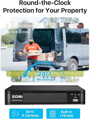 zosi 4 حزمة hd-tvi 1920tvl 1080p كاميرا أمن المنزل في الهواء الطلق داخلي، كاميرا مراقبة CCTV مقاومة للطقس مع رؤية ليلية طويلة 80 قدمًا وزاوية عرض 90 درجة in Saudi Arabia