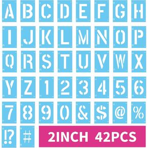 UCEC 3 Inch Letter Stencils Symbol Number Stencil, 42PCS Reusable Alphabet Letter Stencils Interlocking Stencil Kit, Plastic Art Craft Stencils Letters, Number Stencil Kit for Christmas Decorations