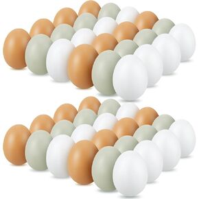 Syhood 48 Pieces Wooden Fake Eggs Fake Chicken Eggs Fake Eggs Bulk Wooden Eggs for Crafts 3 Colors Wooden Egg for Get Hens to Lay Eggs Nesting Eggs Easter Home Decor Kitchen or Children's Play